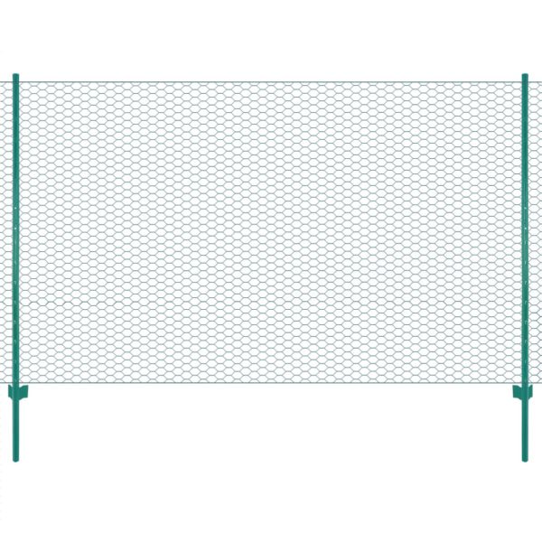 Kjedenettinggjerde med stolper stål 25×1,5 m grønn