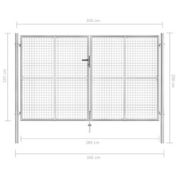 Hageport galvanisert stål 306×200 cm sølv