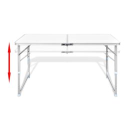 Sammenleggbart campingbord med 4 krakker aluminium 120×60 cm