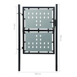 Gjerdeport enkelt svart 100×200 cm