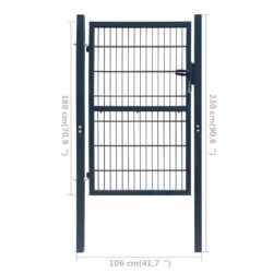 2D-gjerdeport (enkelt) antrasitt grå 106 x 230 cm