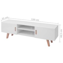 TV-benk MDF 150x35x48,5 cm høyglans hvit