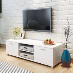 TV-benk høyglans hvit 140×40,5×35 cm