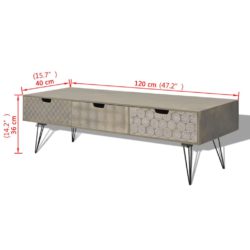 TV-skjenk med 3 skuffer 120x40x36 cm grå