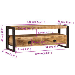 TV-benk 120x35x45 cm heltre mango