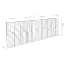 Gabion med topp- og bunndekke galvanisert stål 600x30x200 cm