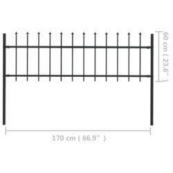 Hagegjerde med spydtopp stål 1,7×0,6 m svart