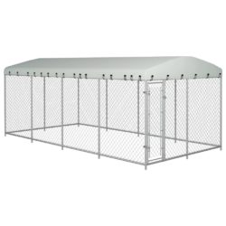 Utendørs hundegård med tak 7,6×3,8×2,3 m