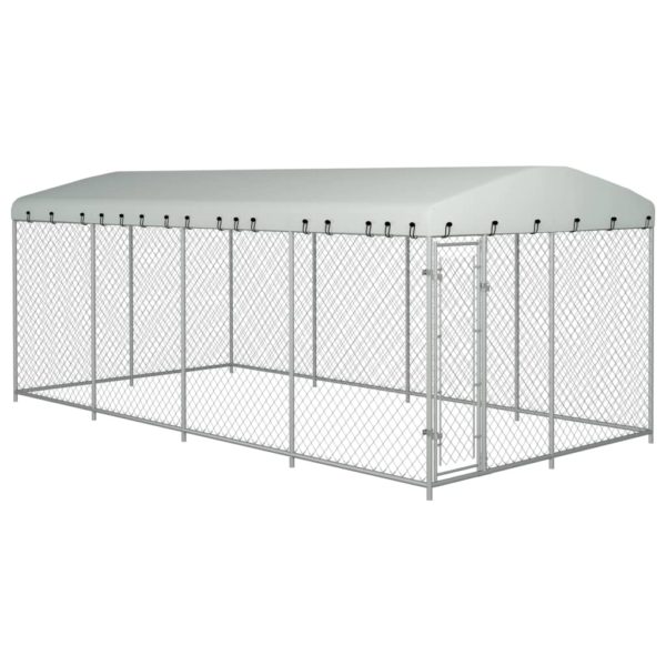 Utendørs hundegård med tak 7,6×3,8×2,3 m