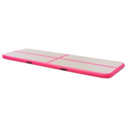 Oppblåsbar gymnastikkmatte med pumpe 300x100x10 cm PVC rosa