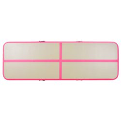 Oppblåsbar gymnastikkmatte med pumpe 300x100x10 cm PVC rosa