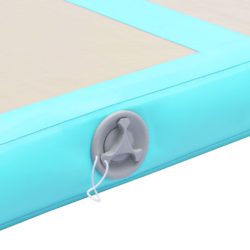 Oppblåsbar gymnastikkmatte med pumpe 500x100x10 cm PVC grønn