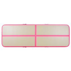 Oppblåsbar gymnastikkmatte med pumpe 600x100x10 cm PVC rosa