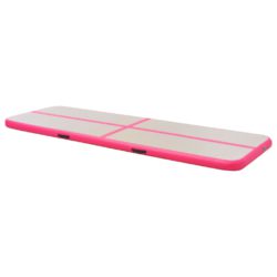 Oppblåsbar gymnastikkmatte med pumpe 700x100x10 cm PVC rosa