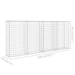 Gabion med topp- og bunndekke galvanisert stål 200x20x85 cm