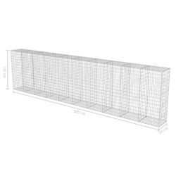 Gabion med topp- og bunndekke galvanisert stål 600x50x150 cm