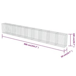 Gabion med topp- og bunndekke galvanisert stål 900x50x100 cm