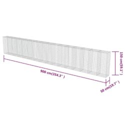 Gabion med topp- og bunndekke galvanisert stål 900x50x150 cm