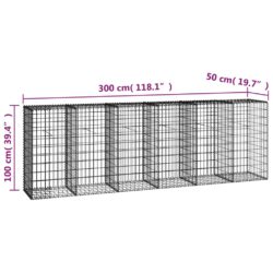 Gabion med topp- og bunnlokk galvanisert stål 300x50x100 cm