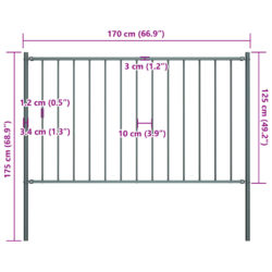 Gjerdepanel med stolper pulverlakkert stål 1,7×1,25 m antrasitt