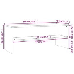 TV-benk hvit 100x40x40 cm konstruert tre