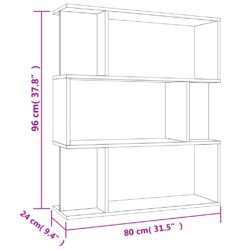 Bokhylle/Romdeler sonoma eik 80x24x96 cm konstruert tre