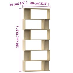 Bokhylle/Romdeler sonoma eik 80x24x192 cm konstruert tre