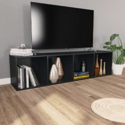 Bokhylle/TV-benk svart 36x30x143 cm konstruert tre