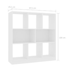 Bokhylle hvit 97,5×29,5×100 cm konstruert tre