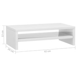 Skjermstativ høyglans hvit 42x24x13 cm konstruert tre