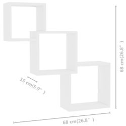 Vegghyller kubeformet hvit 68x15x68 cm sponplate