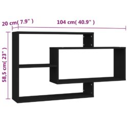 Vegghyller svart 104x20x58,5 cm konstruert tre