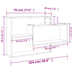 Vegghyller betonggrå 104x20x58,5 cm konstruert tre