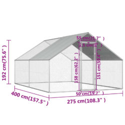 Utendørs hønsehus 2,75x4x1,92 m galvanisert stål