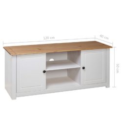 TV-benk hvit 120x40x50 cm heltre furu Panama Range