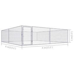 Utendørs hundegård galvanisert stål 4x4x1 m