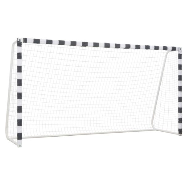 Fotballmål 300x160x90 cm metall svart og hvit