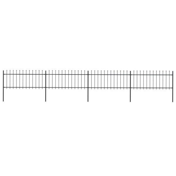 Hagegjerde med spydtopp 6,8×0,8 m stål svart