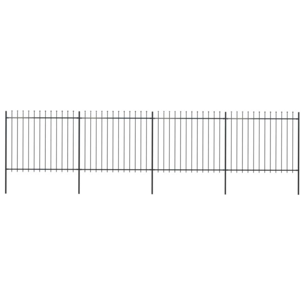 Hagegjerde med spydtopp stål 6,8×1,5 m svart