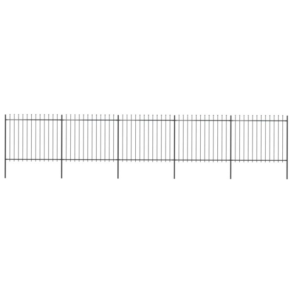 Hagegjerde med spydtopp stål 8,5×1,5 m svart