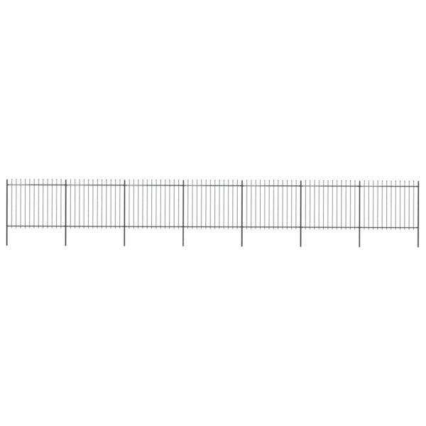 Hagegjerde med spydtopp stål 11,9×1,5 m svart