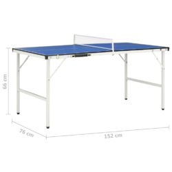 Bordtennisbord med nett 152x76x66 cm blå