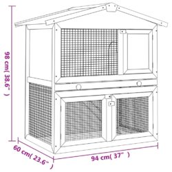 Utendørs kaninbur 3 dører rød tre