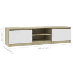 TV-benk hvit og sonoma eik 140x40x35,5 cm konstruert tre