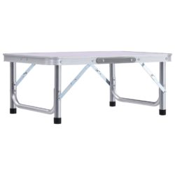 Sammenleggbart campingbord hvit aluminium 60×45 cm