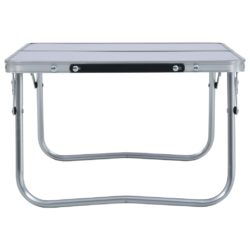 Sammenleggbart campingbord hvit aluminium 60×40 cm