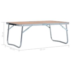 Sammenleggbart campingbord brun aluminium 60×40 cm