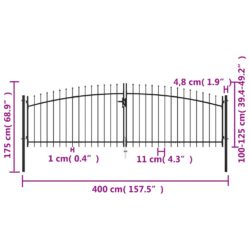 Dobbel hageport med spydhoder 400×175 cm