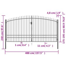 Dobbel hageport med spydhoder 400×248 cm