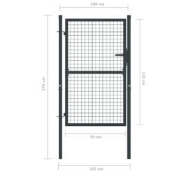 Hageport netting galvanisert stål 100×175 cm grå